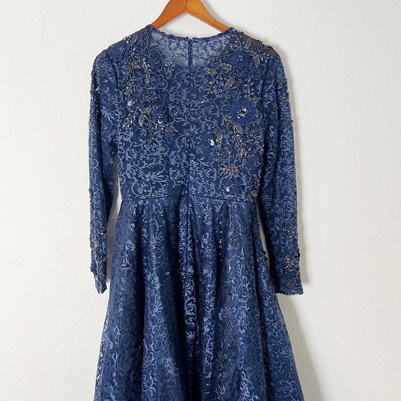 Mac Duggal Embellished Illusion Long Sleeve A Line Gown - Picture 5 of 10